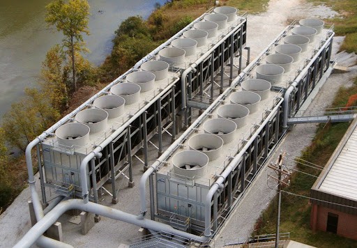 Cooling tower near water